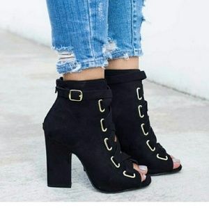 Aviana Black Vegan Suede Booties